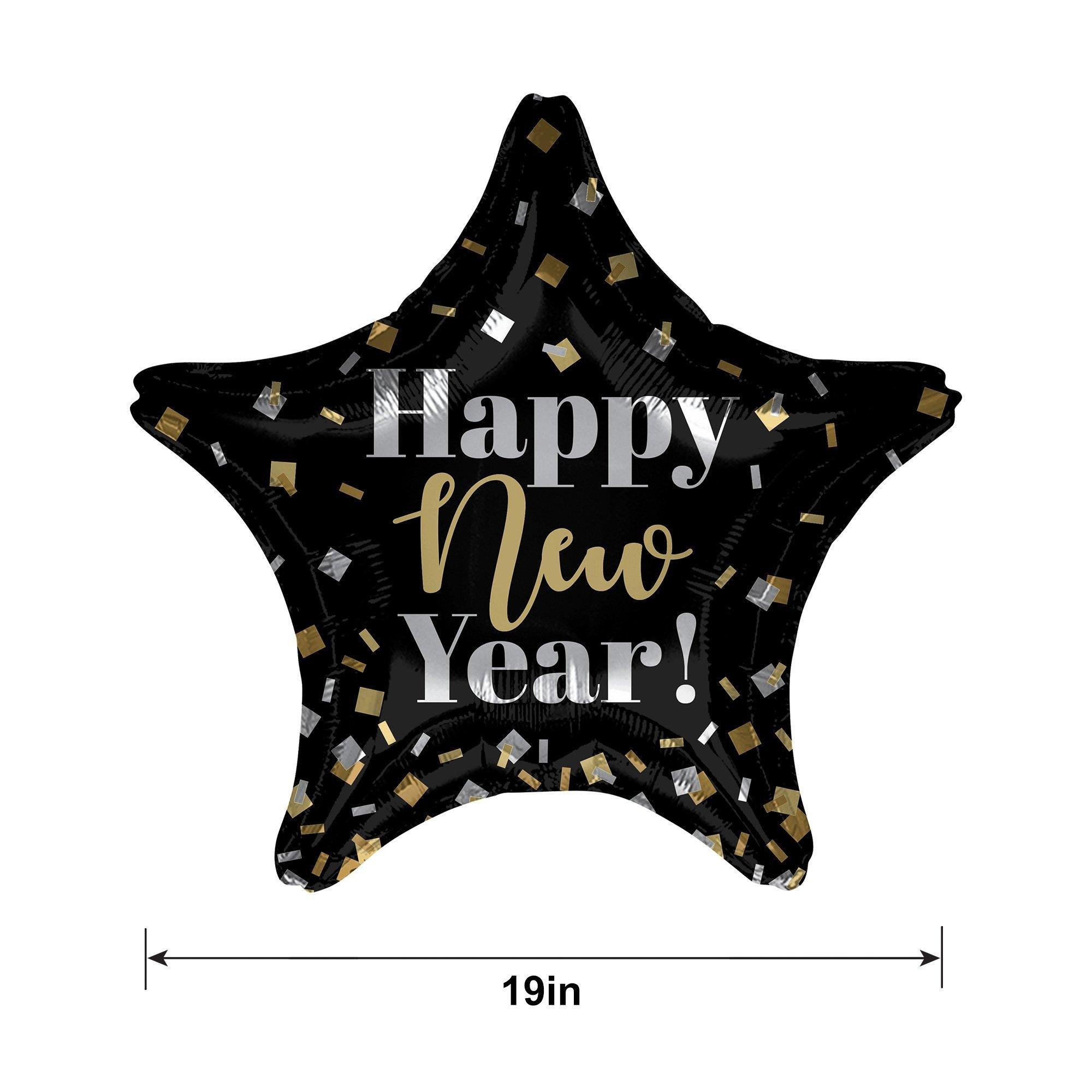 Confetti Happy New Year Star Foil Balloon, 19in - Confetti Party